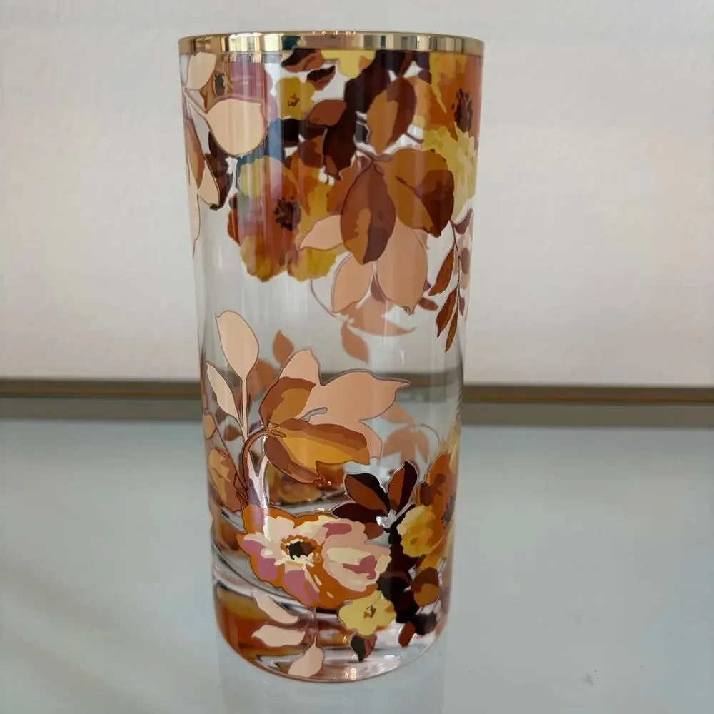 NEW Mackenzie Childs Wild Rose Highball Glass Set of 4 in Original Box